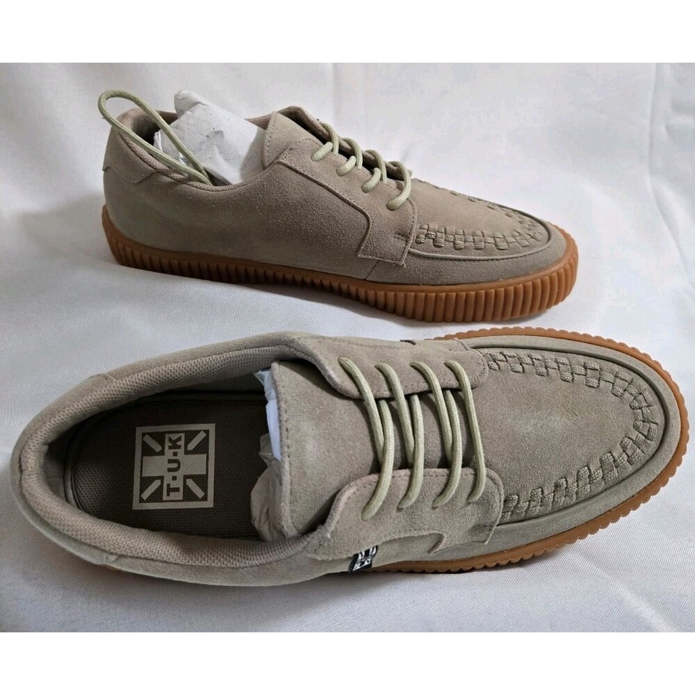 T.U.K. Low Sole Creeper Sneaker Shoes Men's 9 Women 11 Beige Suede Sneakers